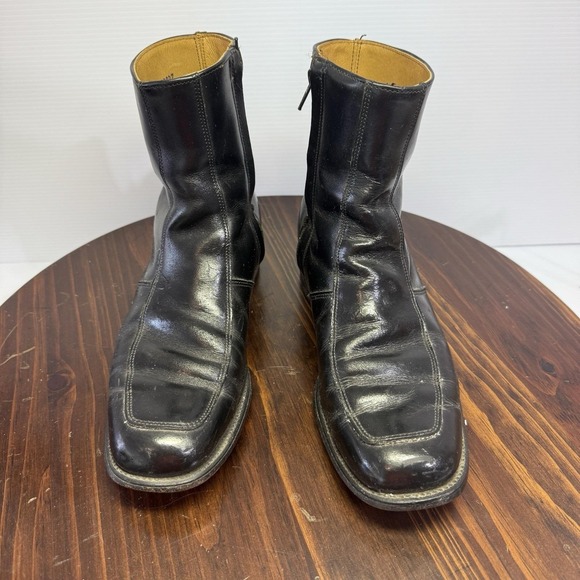 Vintage Mason O'Sullivan Beatle Mens‎ 8.5 D Boots Black Leather Side Zip USA - Picture 1 of 7